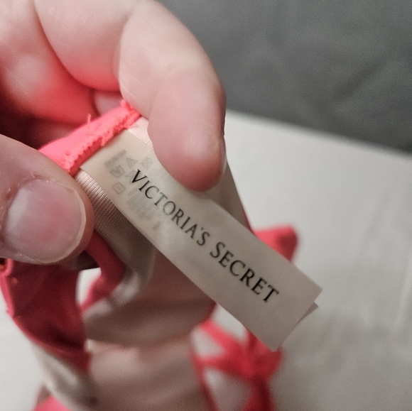 Victoria Secret Swim Lined Bikini Top Hot Pink Tie Neck! - Picture 4 of 8